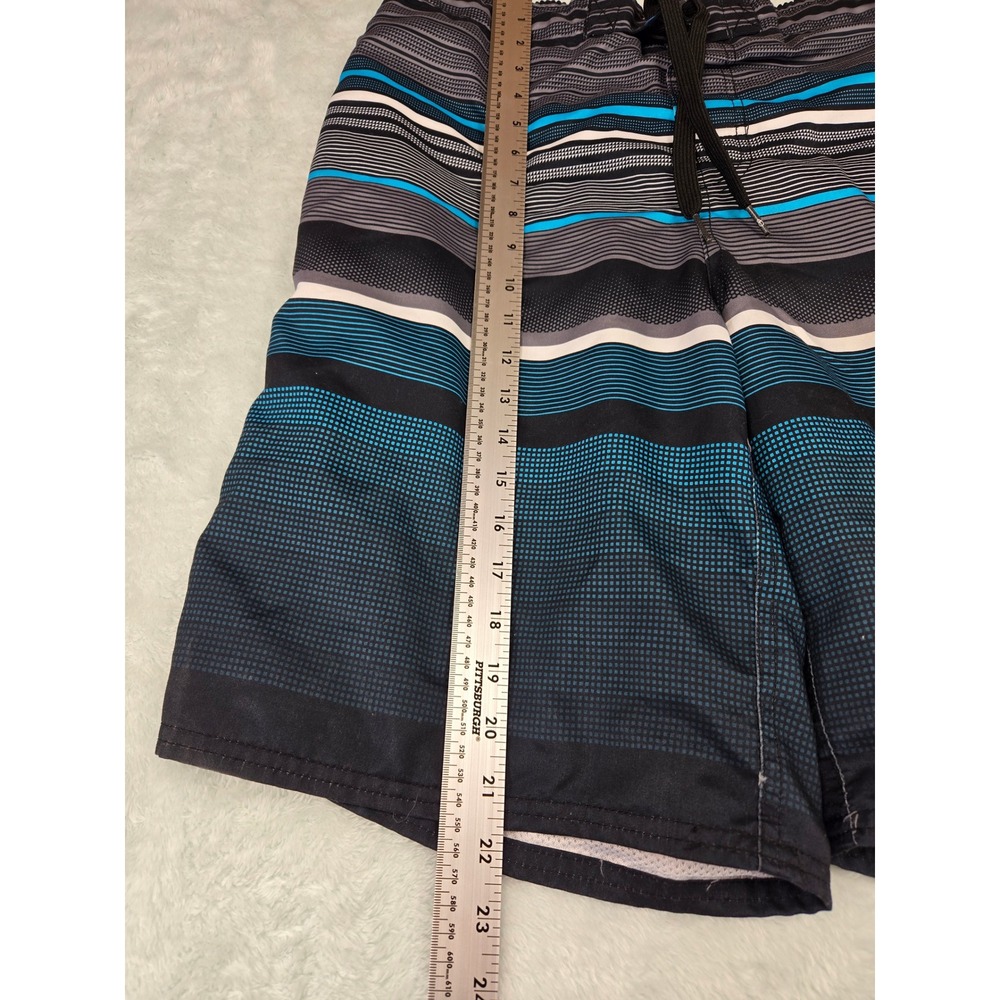 Ocean Pacific Mens Board Shorts Size M 32-34 Black Blue Striped Swim Trunks OP - Picture 5 of 12